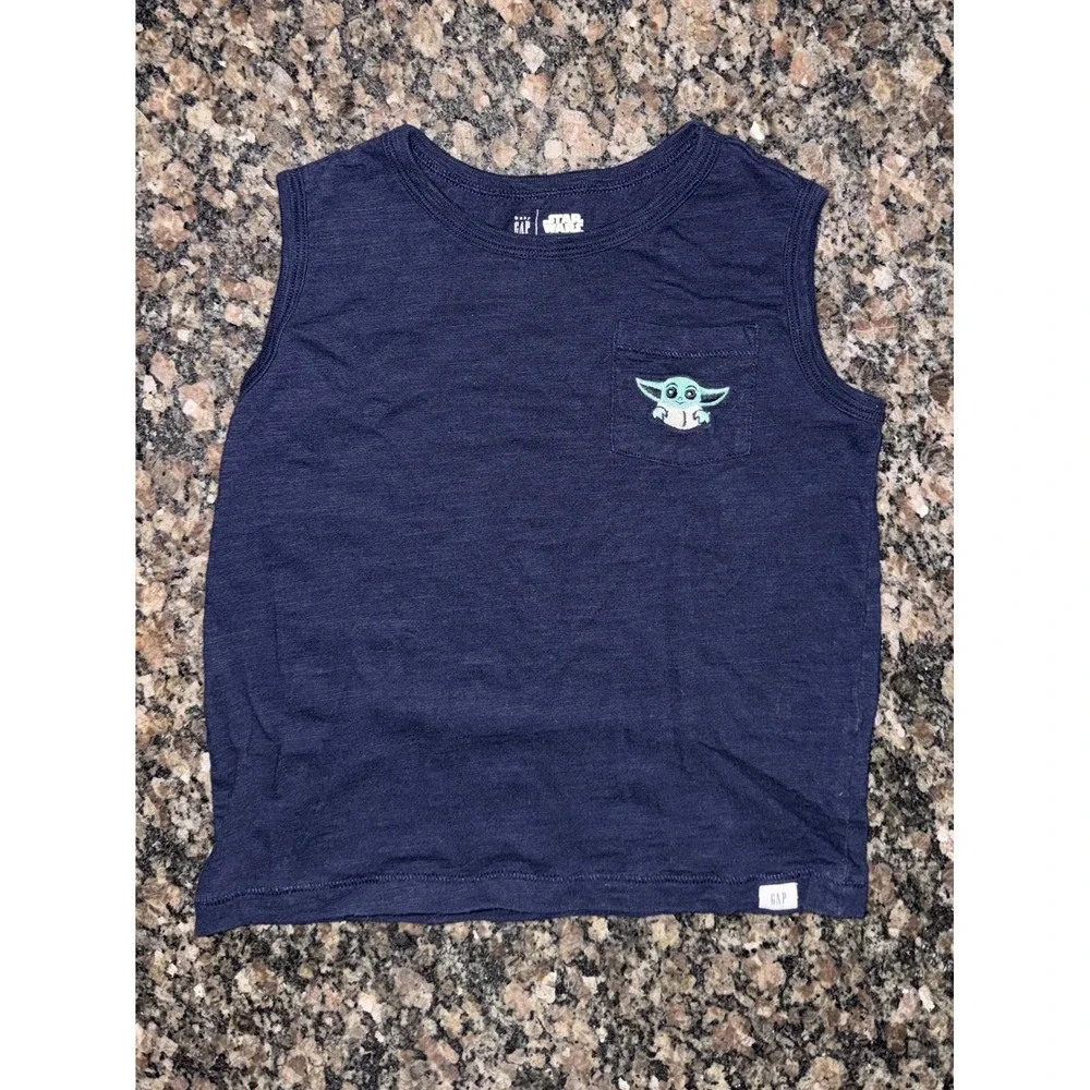 Baby Gap Star Wars Grogu Baby Yoda Muscle Tank Top Navy Blue 5 Years